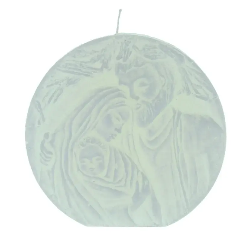 Bougie de Noël blanche avec la Sainte Famille 11cm