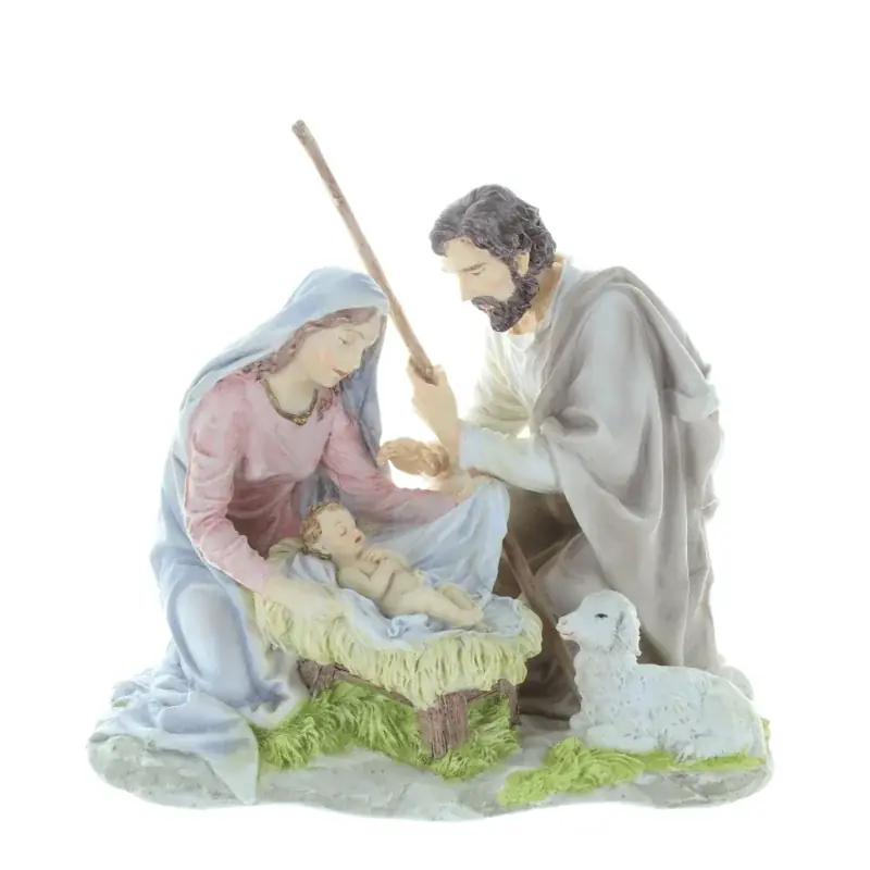Statue de la Nativité en résine colorée 20cm