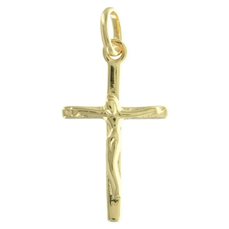 Pendentif croix Plaqué Or classique avec le Christ