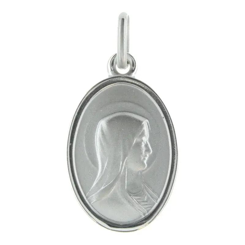 Médaille en Argent double face Vierge Marie et Apparition de Lourdes 18mm