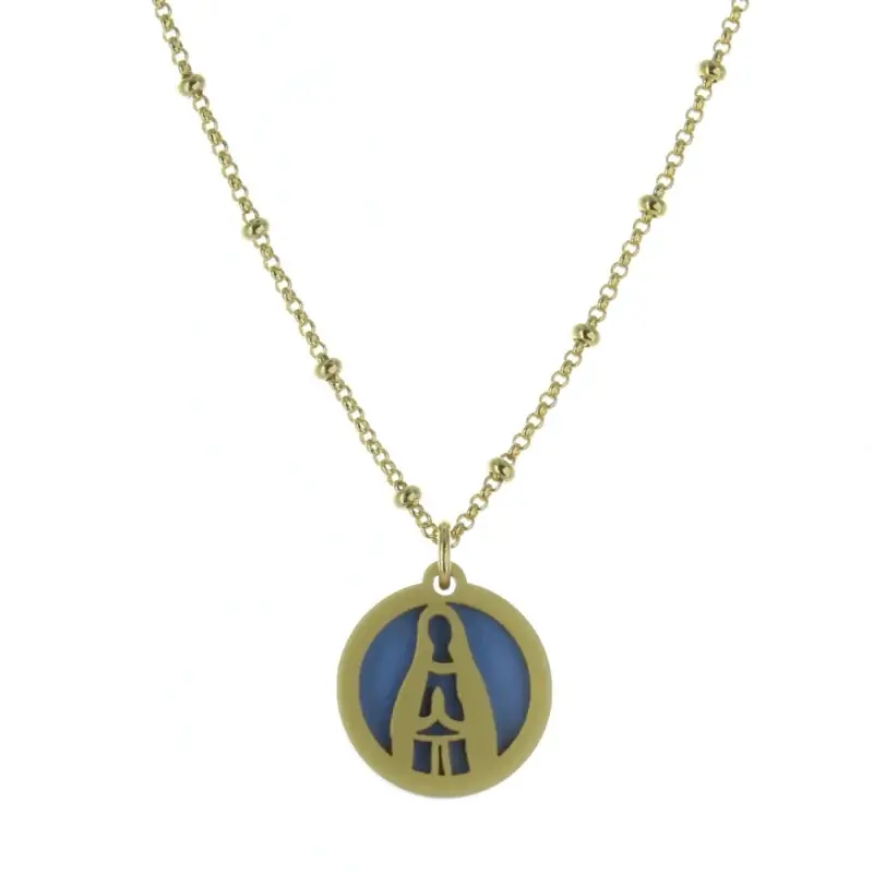 Collier religieux avec un médaillon moderne de Notre Dame de Lourdes