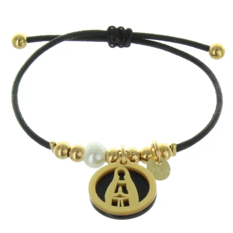 Bracelet corde avec une médaille de Notre Dame de Lourdes