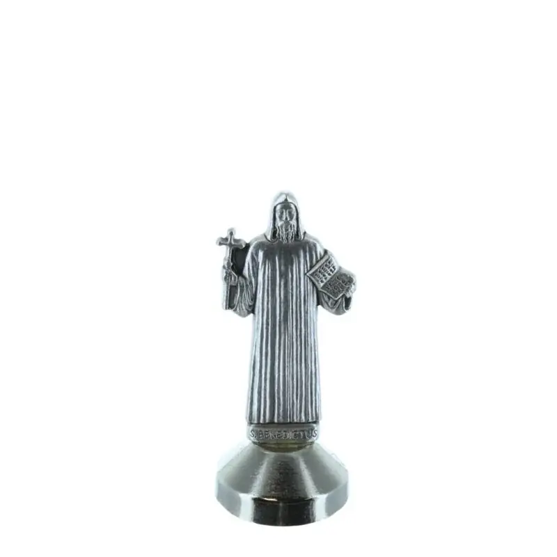 Statue de Saint Benoît en métal avec un socle aimanté 5cm