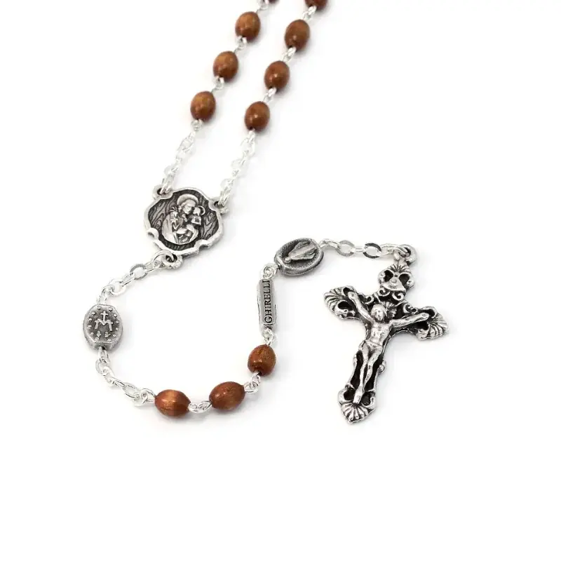 Chapelet de Saint Joseph en bois et paters Vierge Miraculeuse