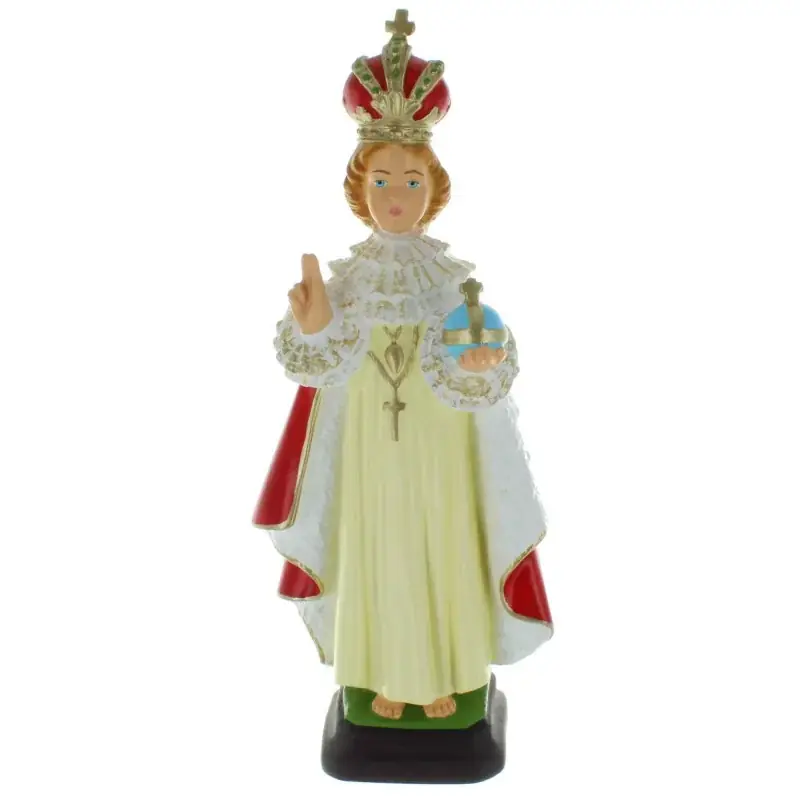 Statue de l'Enfant Jésus de Prague en résine colorée 30cm