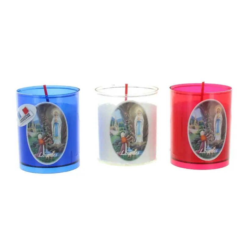 Lot de 3 bougies votives de Lourdes 6cm durée 20h