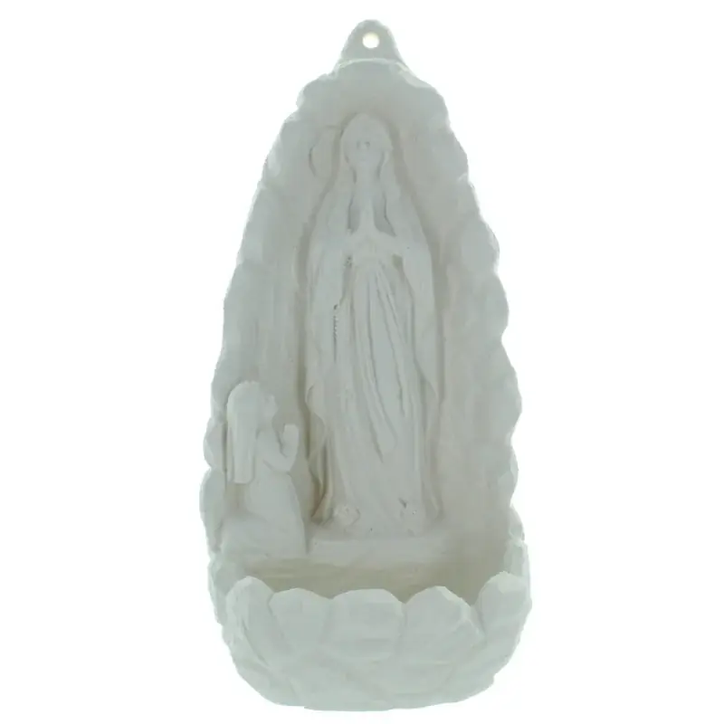 Bénitier de l'Apparition de Lourdes dans la Grotte à poser en résine 18cm