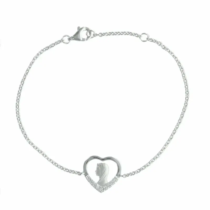 Bracelet en Argent avec la Vierge Marie dans un coeur