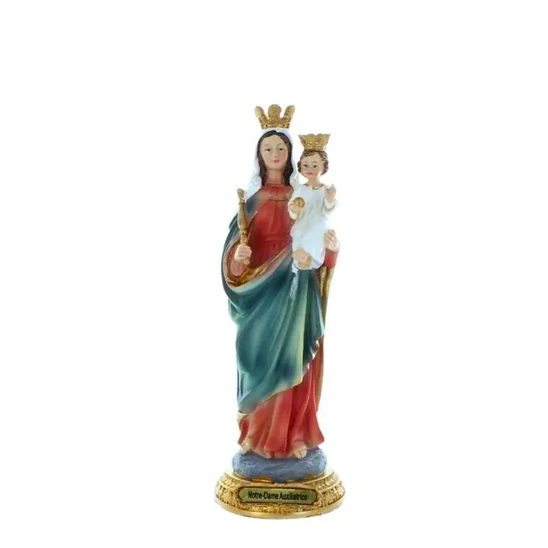 Statue de Notre Dame Auxiliatrice en résine colorée 20cm