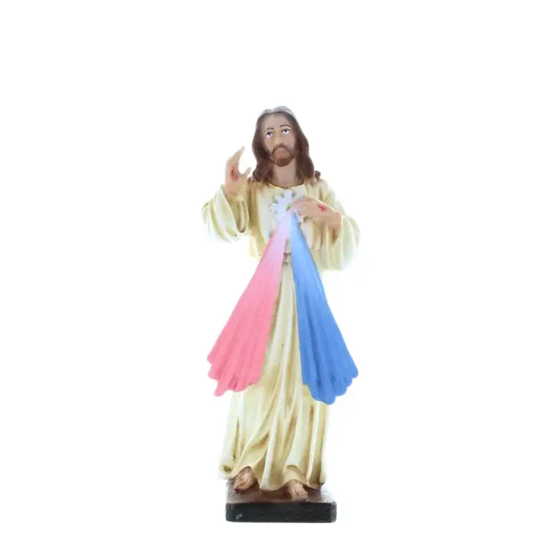 Statue du Christ Miséricordieux en résine colorée 18cm