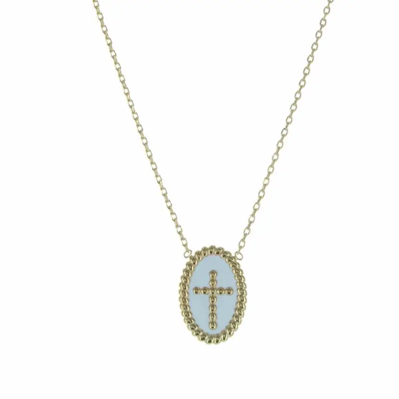 Collier en Plaqué Or avec une médaille croix émaillée
