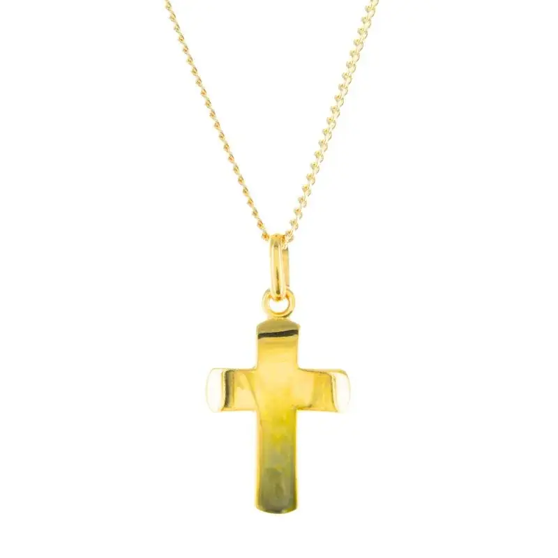 Parure avec une croix incurvée Plaqué Or et une chaîne de 45cm dorée