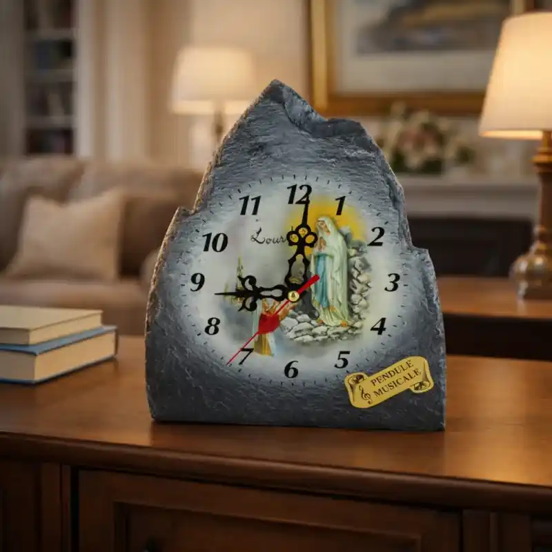 Horloge musicale de Lourdes en Ardoise des Pyrénées 17x23cm