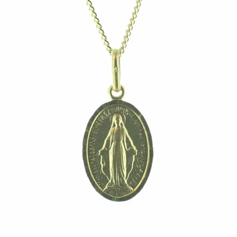 Parure médaille Vierge Miraculeuse 16mm avec une chaîne - Plaqué Or
