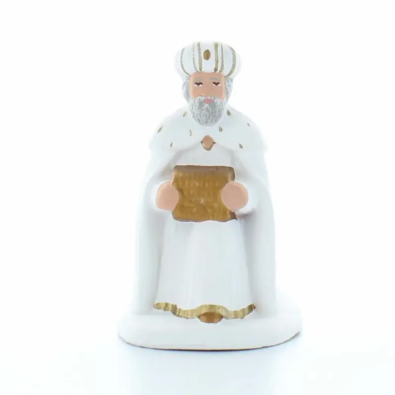 Melchior : Santon de Provence terre cuite de 9 cm pour crèche , style épuré