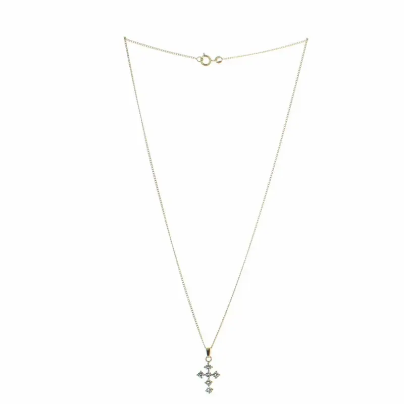Parure en plaqué or zircons avec une croix et chaîne dorée