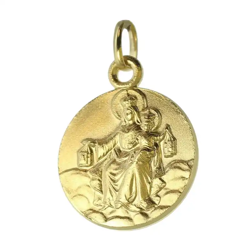 Médaille scapulaire Vierge du Mont Carmel en plaqué or 15mm