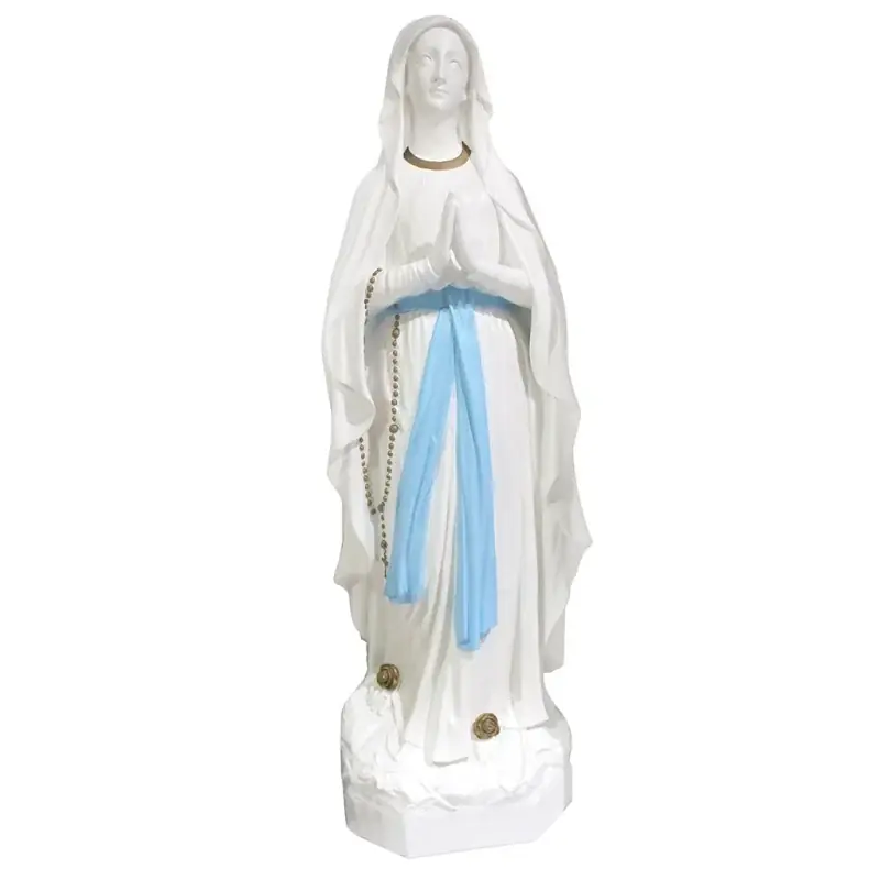 Très Grande Statue Notre Dame de Lourdes blanche et bleue 130 cm