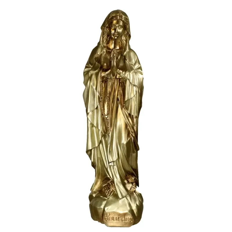 Statue Notre Dame de Lourdes dorée en résine 80 cm