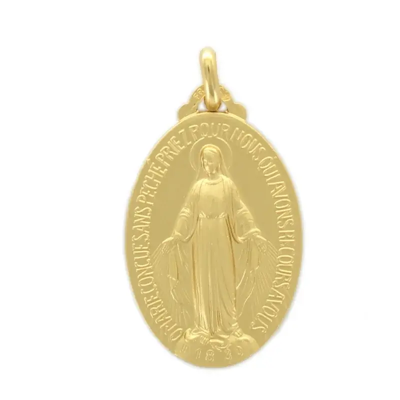 Médaille de la Vierge Miraculeuse en plaqué or de 32 mm