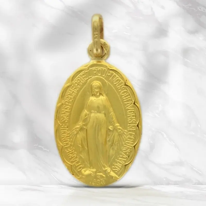 Médaille Miraculeuse en or 9 carats de 19 mm