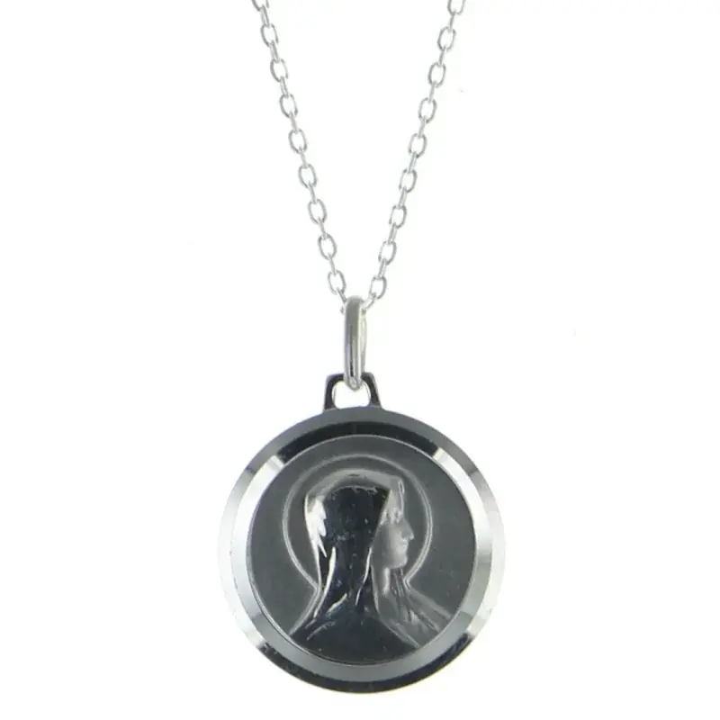 Collier en argent avec médaille de la Vierge Marie de 20mm