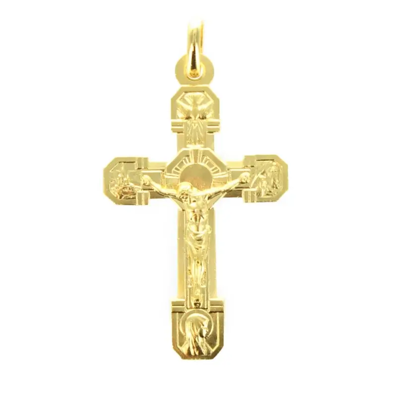 Croix de Lourdes en plaqué or 70mm