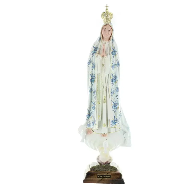 Statue Notre Dame de Fatima 45cm manteau fleurie colorée