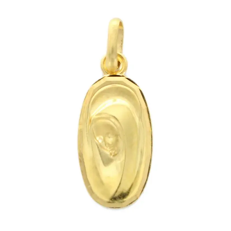 Médaille ovale de la Vierge en plaqué or de 14mm