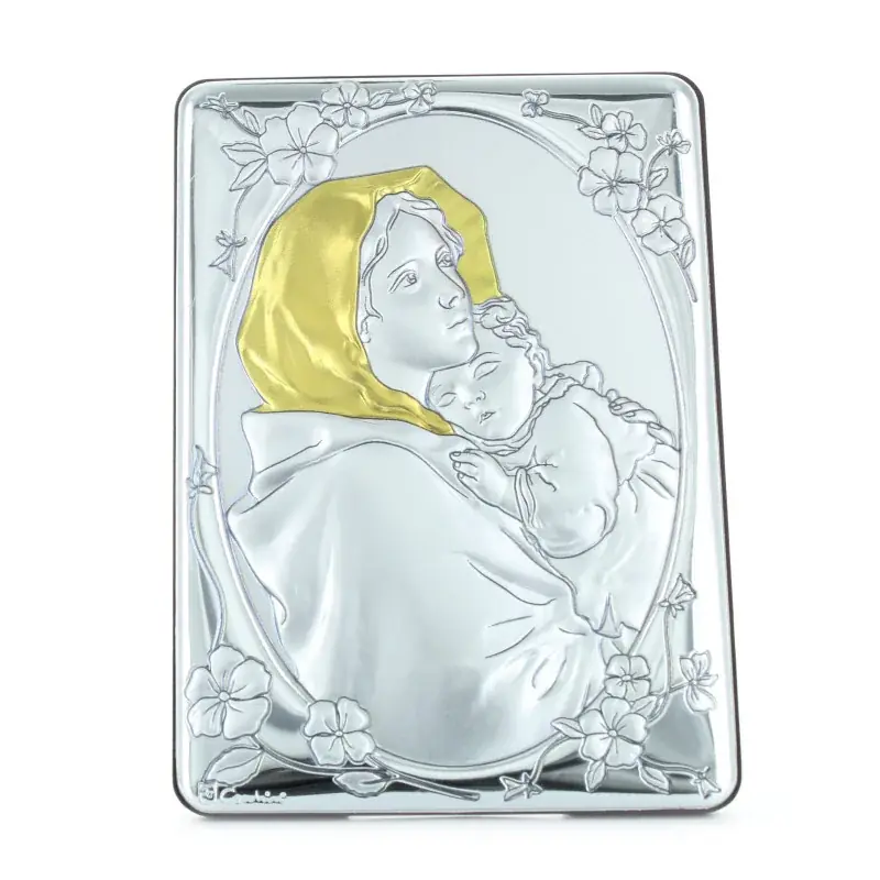 Cadre de Marie et l'enfant Jésus en bois 10x14 cm