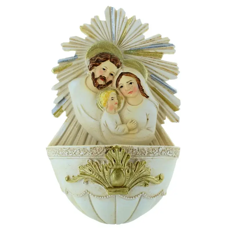 Bénitier de la Sainte Famille en résine blanche