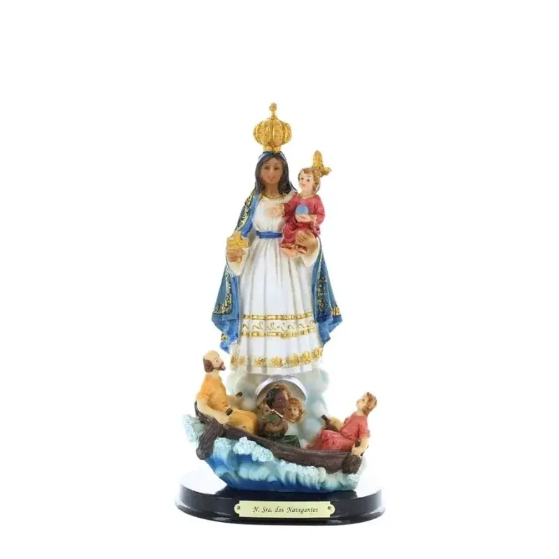 Statue Notre Dame des Navigateurs en résine colorée 21cm