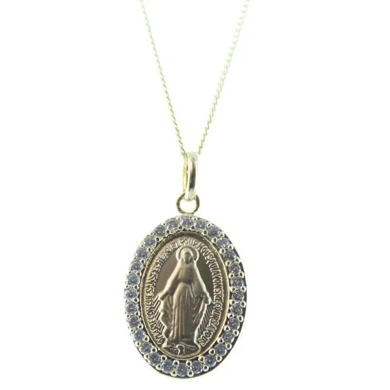 Parure Plaqué Or, Chaine et médaille miraculeuse 25mm