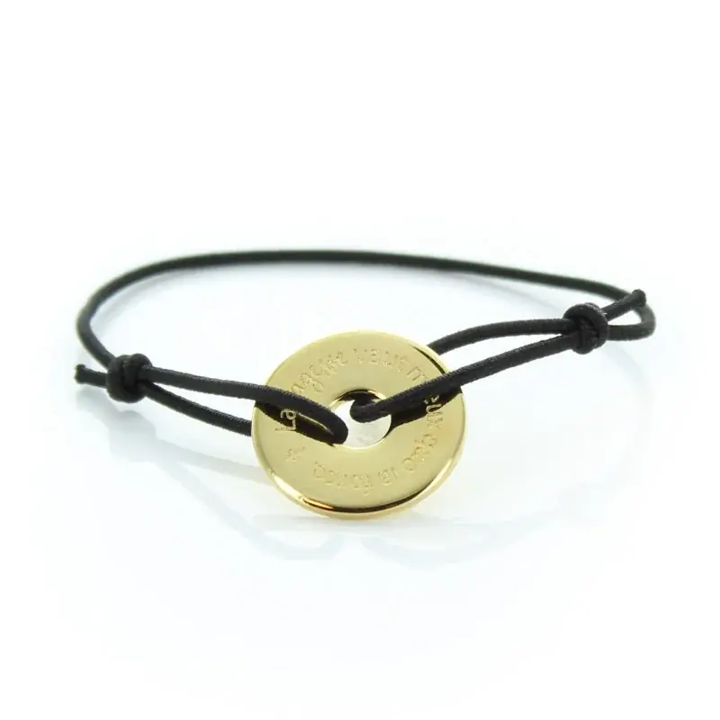 Bracelet anneau en laiton doré "La sagesse vaut mieux que la force"