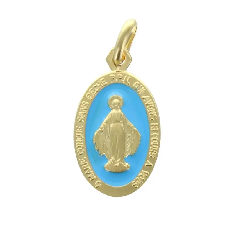 Médaille Miraculeuse en plaqué or colorées 19mm