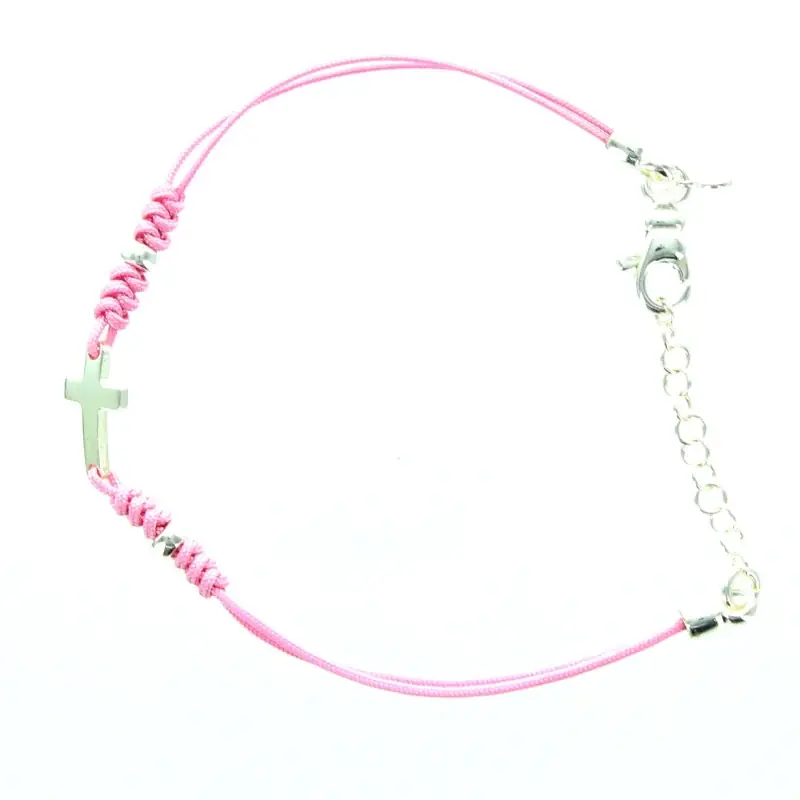 Bracelet argent avec cordon coloré