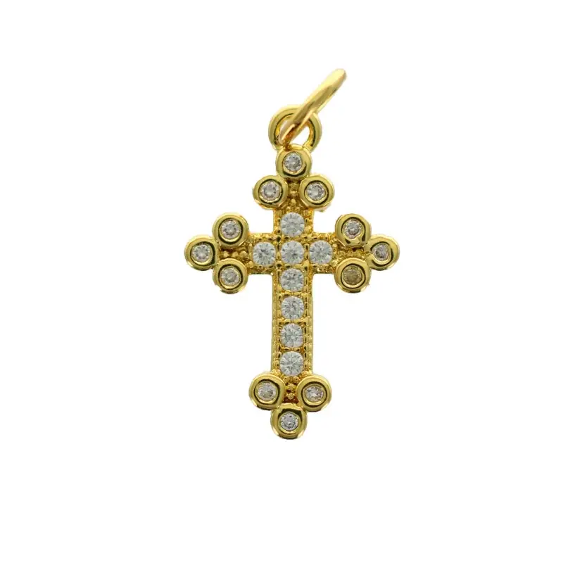 Croix avec strass en métal doré 18mm