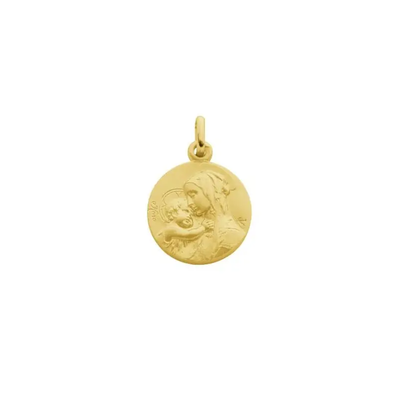 Médaille de la Vierge à l'enfant Personnalisable en plaqué or 18mm