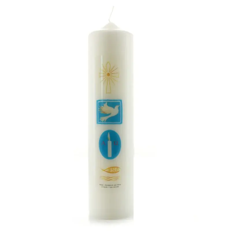 Bougie de Baptême avec symboles religieux 6x25cm