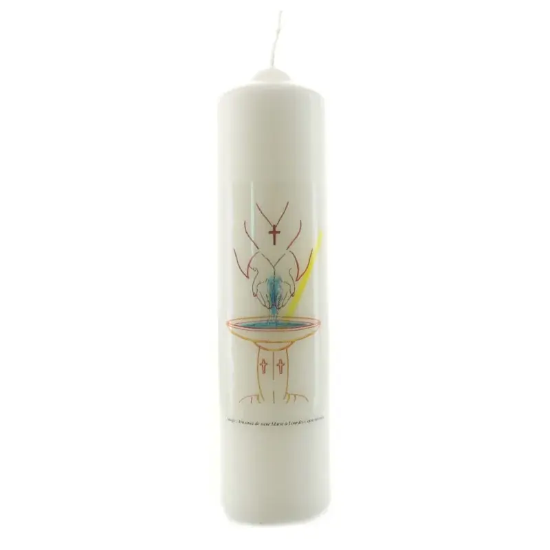 Bougie blanche de baptême décorée 5x20cm