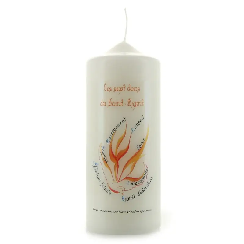 Bougie blanche pour Confirmation avec citations religieuses 15x6cm