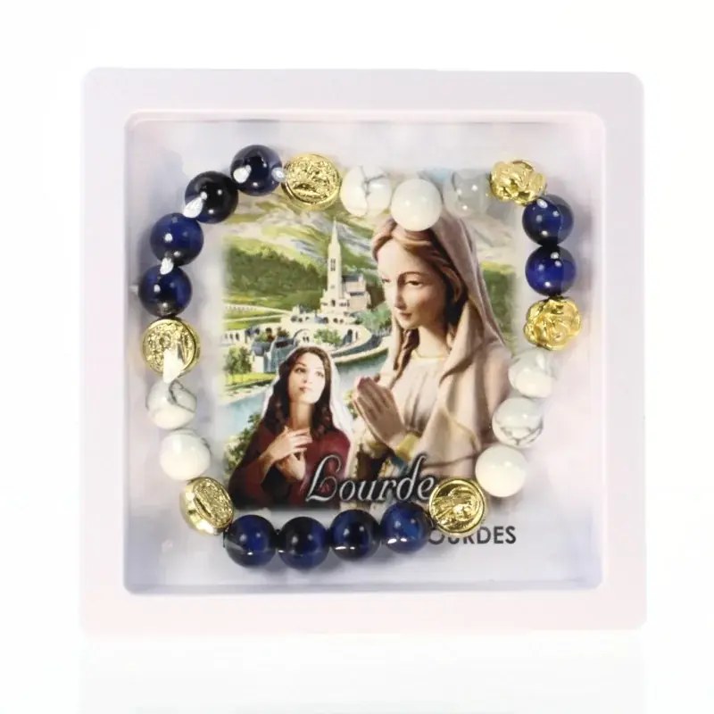 Bracelet de Notre Dame de Lourdes en pierres semi-précieuses