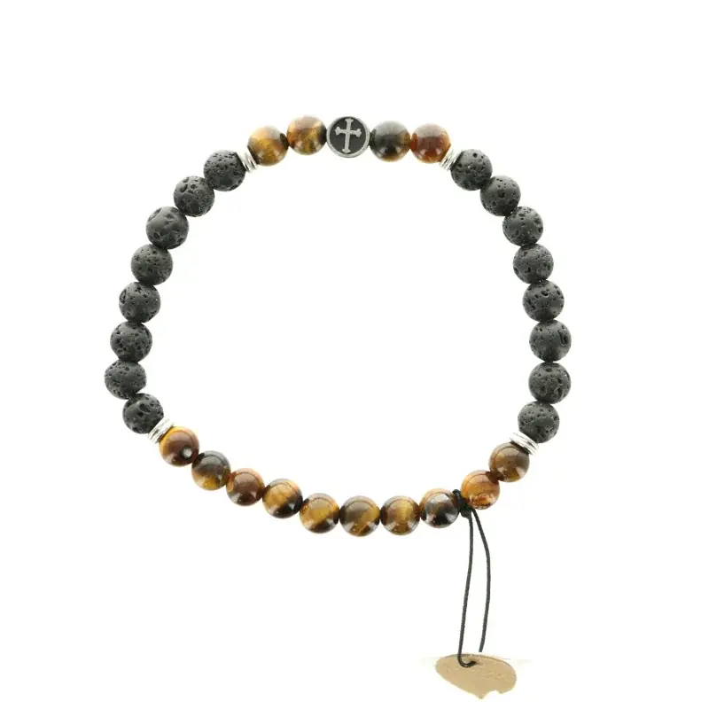 Bracelet en pierre de laves et oeil de tigre