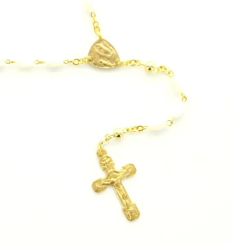 Chapelet de l'apparition de Lourdes doré en Nacre véritable