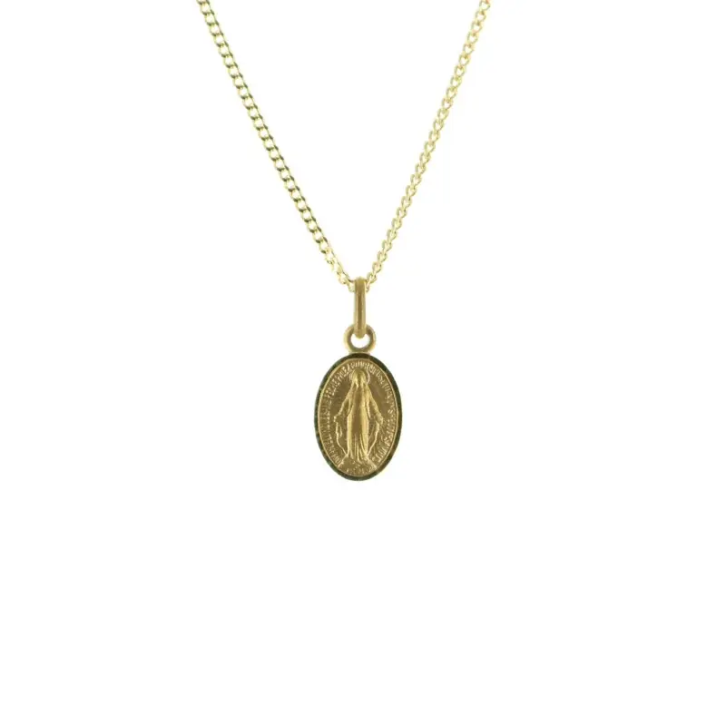 Parure Plaqué Or avec Médaille Miraculeuse diamantée 10mm