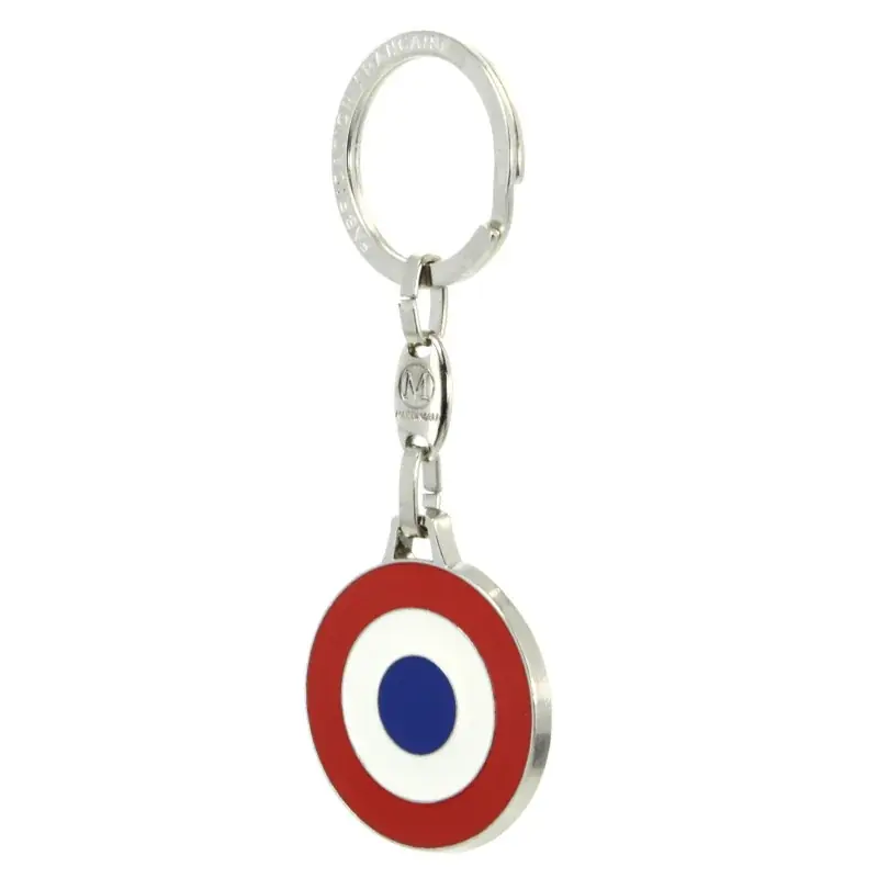 Porte-clé rond coloré Bleu Blanc Rouge