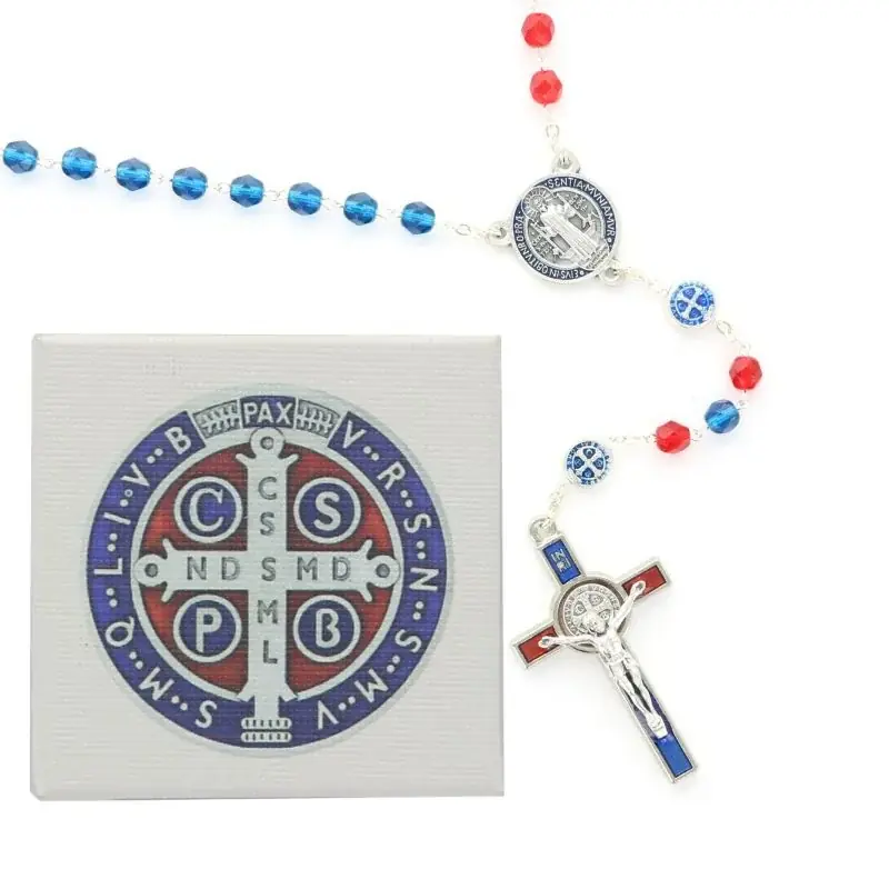 Chapelet de Saint Benoît en verre émaillé avec sa boite