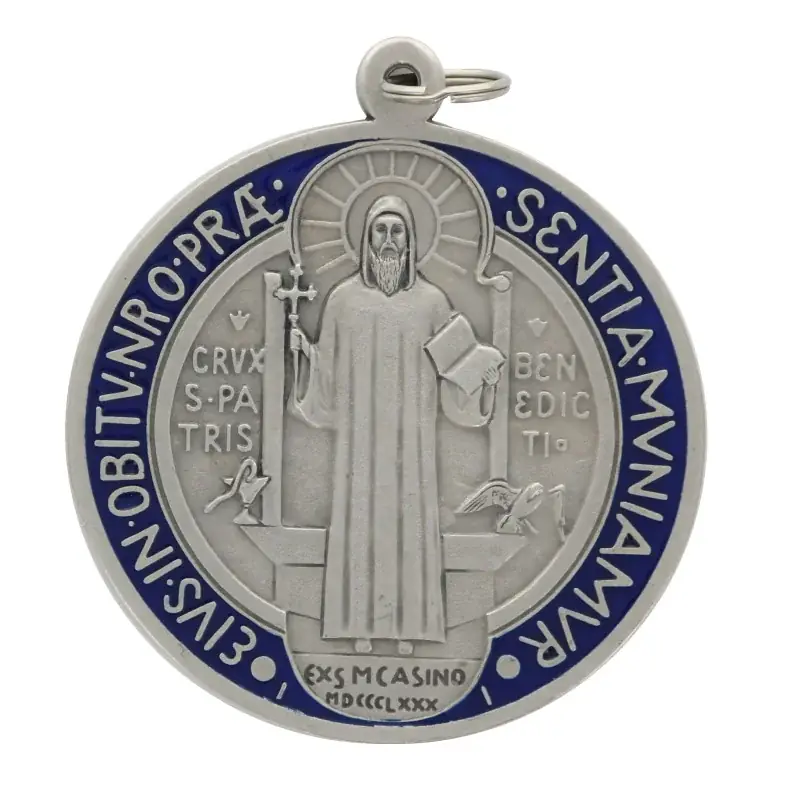 Médaille de Saint Benoît 10cm émaillée bicolor