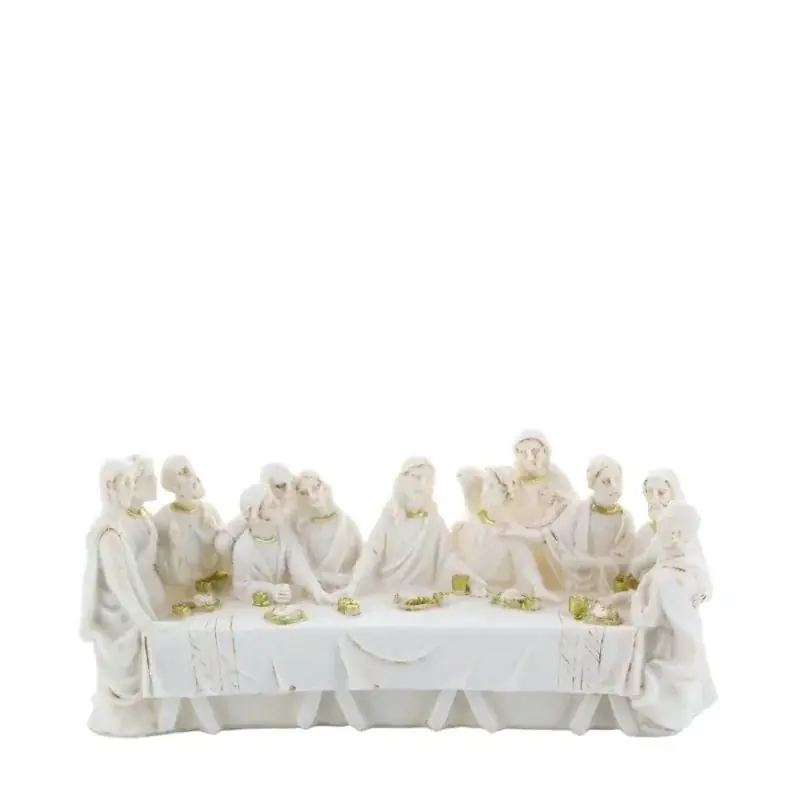 Statue de la Cène en résine blanche 18x9cm
