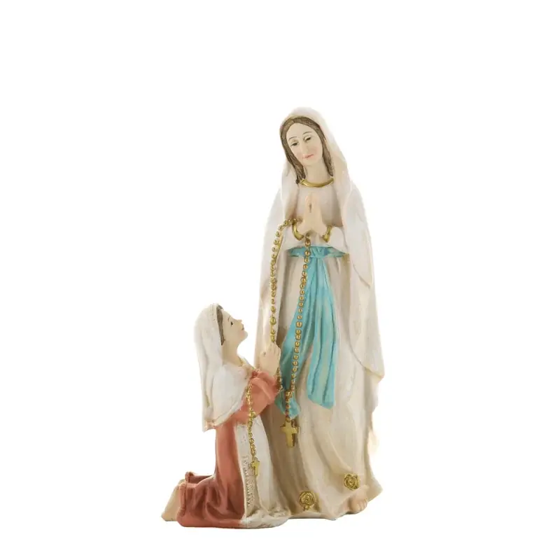 Statue de l'Apparition de Lourdes en résine colorée 20 cm